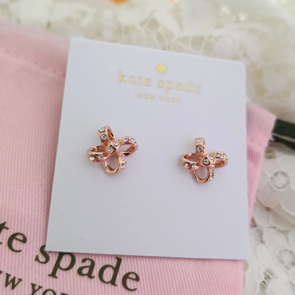 New Kate Spade Its a Tie Earrings Stud Rose Gold O0RU2405